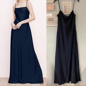NWOT Watters navy full-length gown, size 10